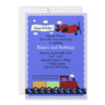 Train &amp; Plane 5x7 cute boy birthday invitation