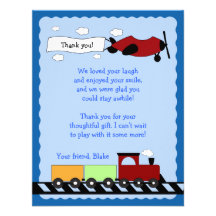 Train & Plane Flat Thank you card 4x5 Custom Invites