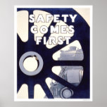 Train Safety First 1937 WPA Poster