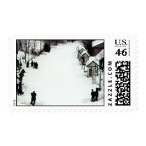 Train Station in winter, Germantown, MD postage