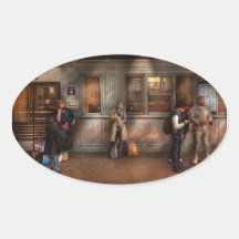 Train - Station - Waiting for the next train Oval Sticker