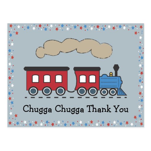 Train Thank You Postcard - Red, White & Blue