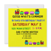 Train themed birthday invitation