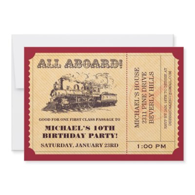train ticket invitations by