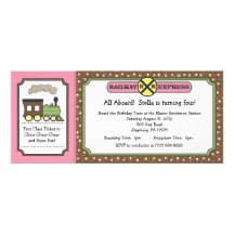 Train TIcket Invite - Pink & Brown