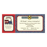 Train Ticket Invite - Rustic Red & Blue