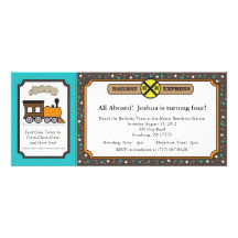 Train Ticket Invite - Teal and Dark Gray