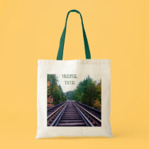 Train Tracks and Trees Travel Tote bags by graphicdoodles Train Tracks and Trees Travel Tote bags