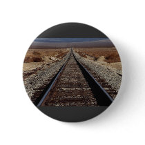Train tracks, Mojave Desert, California, U.S.A. Pinback Button