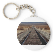 Train tracks, Mojave Desert, California, U.S.A. Keychains