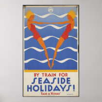 Train Vintage Travel Poster Ad Retro Prints