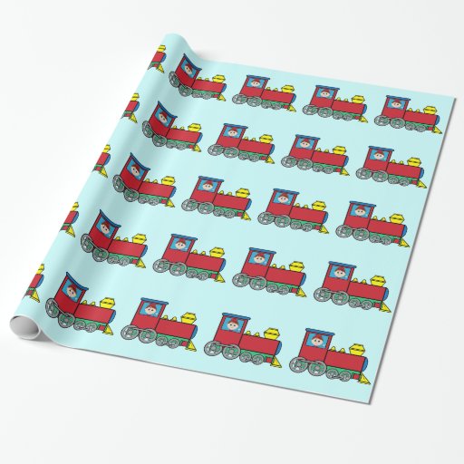 Train with Waving Boy Wrapping Paper Zazzle