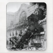 Train Wreck at Montparnasse, railroad disaster mousepads by harlowandcompany Train Wreck at Montparnasse, railroad disaster mousepads
