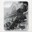 Train Wreck at Montparnasse, railroad disaster mousepads