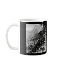 Train Wreck at Montparnasse, railroad disaster mugs