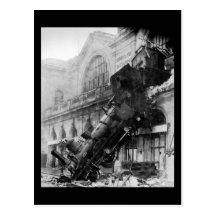 Train Wreck at Montparnasse, railroad disaster Post Cards
