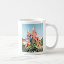¡Trajes de baño de las mujeres del vintage y casqu Taza De Café