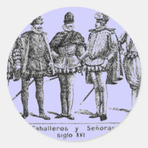 Trajes históricos etiqueta redonda