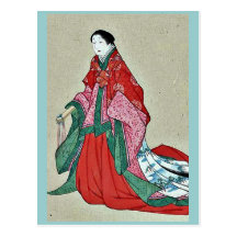 Trajes que llevan de la mujer japonesa de una muje tarjeta postal