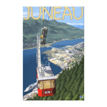 Tram over Juneau, Alaska Vintage Travel Poster Gallery Wrapped Canvas