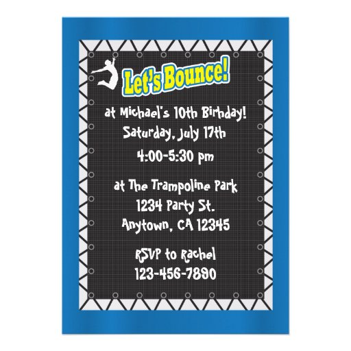Trampoline Birthday Party Invitation (front side)
