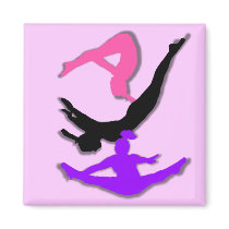 Trampoline gymnast square magnet