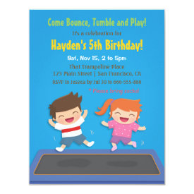 Trampoline Kids Birthday Party Invitations