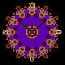 Trance Time : Purple Orange Psychedelic Wall Clock wall clocks