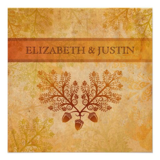 Tranished Lacy Leaves Fall Wedding Invitation