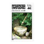 Tranquil Garden Fountain With Flowing Water Postage Stamp