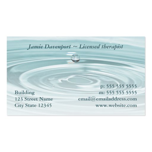 Tranquil Waterdrop Business Card (back side)