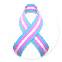 Trans Awareness Ribbon Round Sticker by jamieco Trans Awareness Ribbon Round Sticker