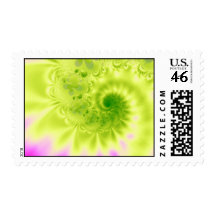Transience · Fractal Art · Green & Pink Postage Stamps