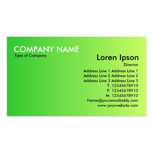 Transition - Green to Green Business Cards (front side)