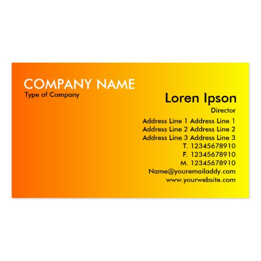 Transition - Orange to Yellow Business Cards (front side)