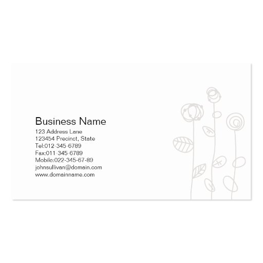 Translator Business Card Doodle Line Flowers (back side)