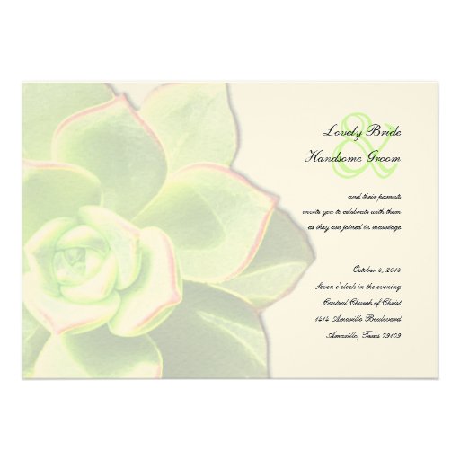 Translucent Green Succulent Wedding Invitation