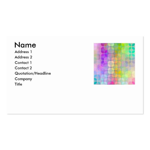 transparent colorful retro pattern, Name, Addre... Business Cards (front side)