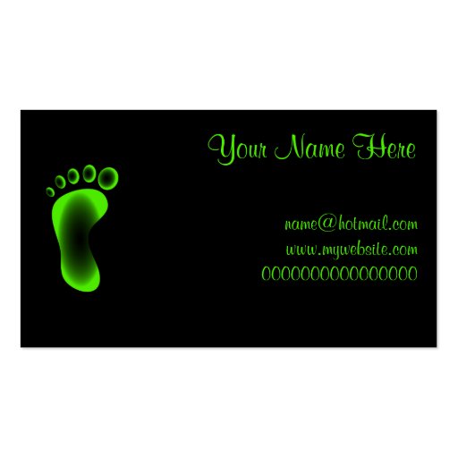 Transparent Green Foot Business Card (front side)