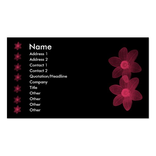 Transparent Pink Flowers Business Card (front side)