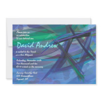 Transparent Star Bat Bar Mitzvah Invitation blue
