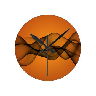 TRANSPARENT WAVES ON ORANGE BACKGROUND WALL CLOCKS