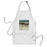 Transplanting young rice plants apron