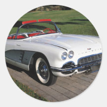 Transportation 077,classic cars,corvette,a classic round stickers