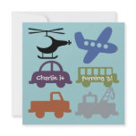 Transportation Vehicles Custom Birthday Invite