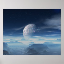 Tranus Alien Planet with Satellite digital art Print