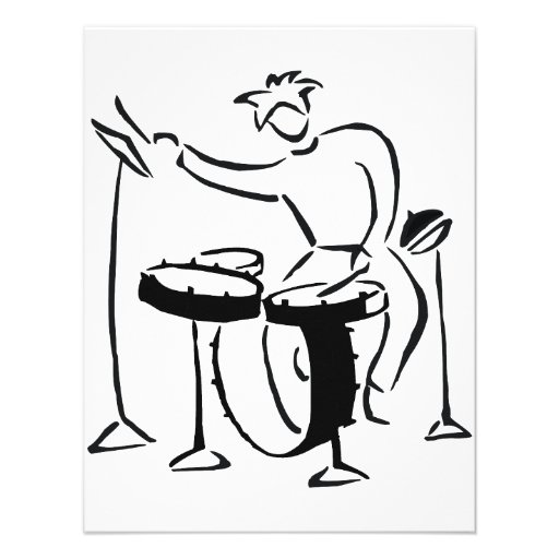 Trap set drummer abstract bw sketch design personalized announcements