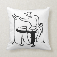 Trap set drummer abstract bw sketch design throw pillow