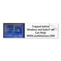 Trapped behind Windows and Gates? We Can Help! bumper stickers by usacomputertec Trapped behind Windows and Gates? We Can Help! bumper stickers