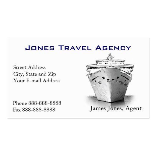 Travel Agent Cruise Ship Agency Business Card (front side)